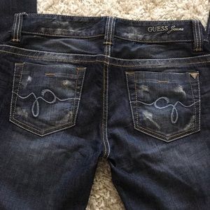 Guess Daredevil distress boot cut blue jeans